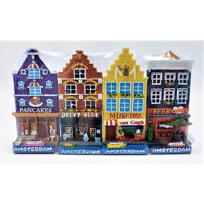 Typisch Hollands Amsterdam Fassadenhäuser - Set mit 4 Magneten.