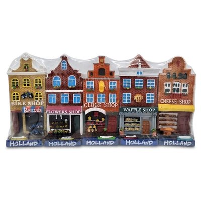 Typisch Hollands Holland Gable Houses - Set of 5 magnets.