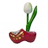 Typisch Hollands  Souvenirklompje - Rood met witte tulp. 8 cm