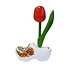 Typisch Hollands Souvenirklompje - Wit met oranje tulp. 8cm