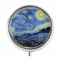 Typisch Hollands Pill box, silver colored, Starry night, Vincent van Gogh