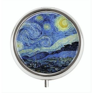 Typisch Hollands Pill box, silver colored, Starry night, Vincent van Gogh