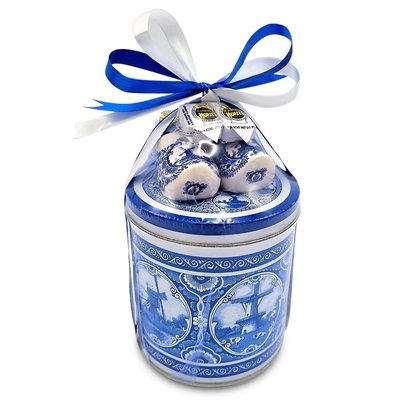 Stroopwafels (Typisch Hollands) Sirupwaffeln aus der Dose – mit Clogs und Hopfen (Delfter Blau)