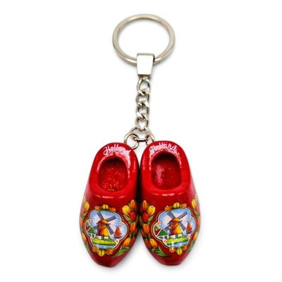 Typisch Hollands Keychain 2 clogs - Red