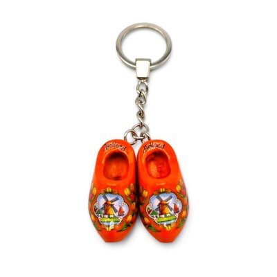 Typisch Hollands Keychain 2 clogs - Orange