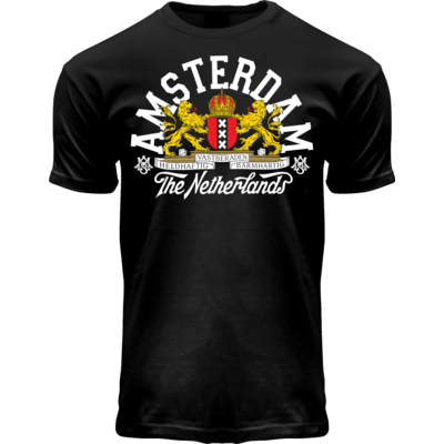 Holland fashion Schwarzes T-Shirt – Amsterdamer Wappen.