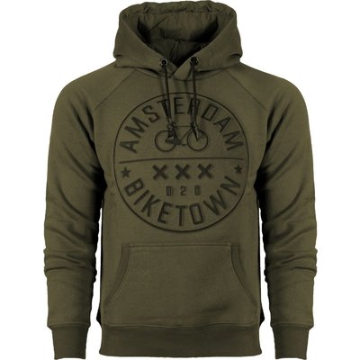 Holland fashion Brixton-Pullover mit Kapuze - Amsterdam Bike (Armeegrün geprägt)