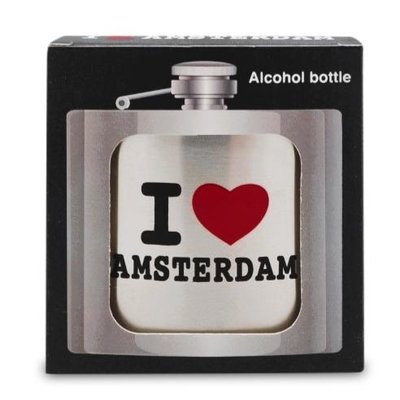 Typisch Hollands Taschenflasche - Aluminium - Ich liebe Amsterdam