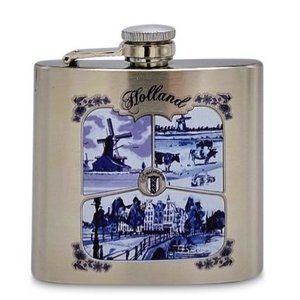 Typisch Hollands Taschenflasche - Aluminium - Delfter Geschirr