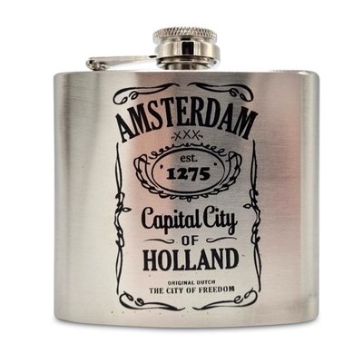 TTD Gifts Zakfles - Aluminium - Amsterdam est 1275