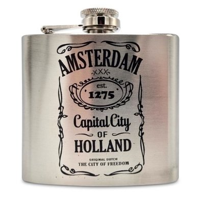TTD Gifts Zakfles - Aluminium - Amsterdam est 1275