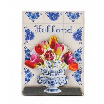Typisch Hollands Magneet  tegeltableau tulpen Holland