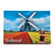 Typisch Hollands Magneet  Holland - Tulpen en Molenlandschap