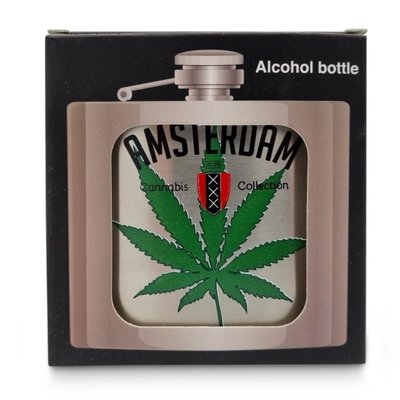 Typisch Hollands Flachmann - Aluminium - Amsterdam - Weed Leaf