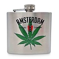 TTD Gifts Hip flask - Aluminum - Amsterdam - Cannabis leaf