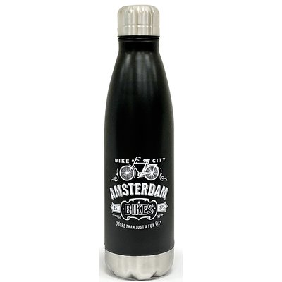 Typisch Hollands Insulated bottle - Black - Amsterdam - Bicycle