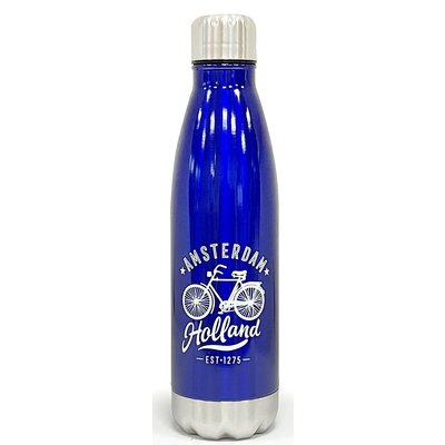 Typisch Hollands Isolierflasche - Blau - Holland-Amsterdam - Fahrrad
