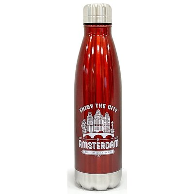 Typisch Hollands Isolierflasche - Rot-Amsterdam - Fassadenhäuser