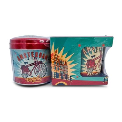 Typisch Hollands Gift Set Mug and Tin Syrup Waffles - (Cycling - Amsterdam)