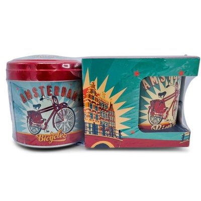 Typisch Hollands Gift Set Mug and Tin Syrup Waffles - (Cycling - Amsterdam)