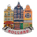 Typisch Hollands Magneet 3 huisjes chocolates shop-flowershop-cheeseshop Holland
