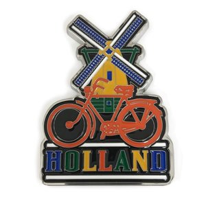 Typisch Hollands Magneet Holland Molen en Oranje Fiets