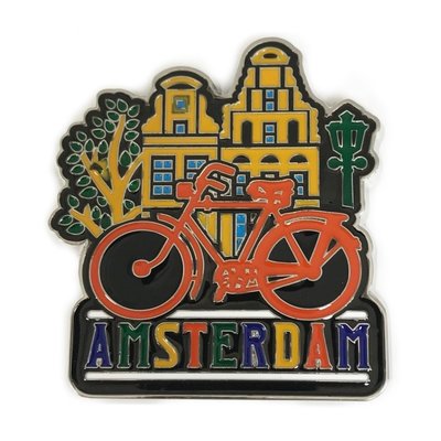 Typisch Hollands Kühlschrankmagnete Amsterdam und orange Fahrrad