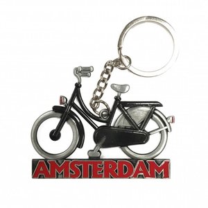 Typisch Hollands Amsterdam Schlüsselanhänger - Fahrrad - Schwarz-Rot