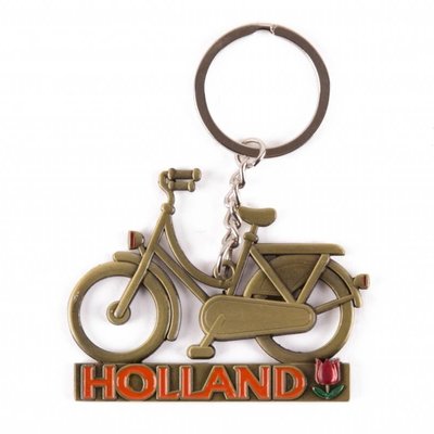 Typisch Hollands Holland Schlüsselanhänger - Fahrrad - Oranger Text