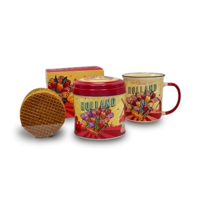 Matix Geschenkset Becher und Dose Stroopwafels – (Tulpenmühle und Fahrrad)
