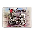 Typisch Hollands Magnet I Love Amsterdam - Bicycle applique (silver colour)