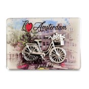 Typisch Hollands Magnet I Love Amsterdam - Fahrradapplikation (silberfarben)