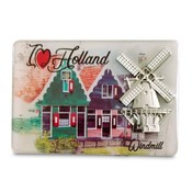 Typisch Hollands Magnet I Love Holland - Windmill applique (silver colour)