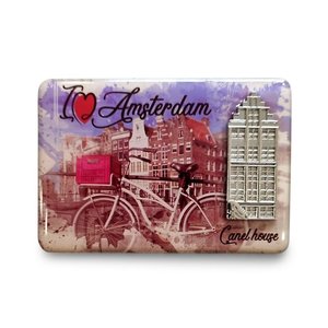 Typisch Hollands Magnet I Love Amsterdam - Facade house applique (silver colour)