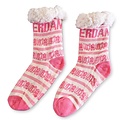 Holland sokken Fleece Comfort Socken - Facade Houses - Weiß-Pink
