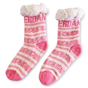 Holland sokken Fleece Comfort Socken - Facade Houses - Weiß-Pink