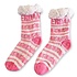 TTD Gifts Fleece Comfortsokken - Gevelhuisjes - Wit-Roze