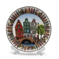 Typisch Hollands Plate canal ring Amsterdam on standard in gift box (15 cm)