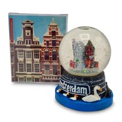 Typisch Hollands Snow Globe Amsterdam-Fassade Häuser klein (Schwäne)