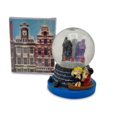 Typisch Hollands Snow Globe Amsterdam- Façade Houses Small (swans)