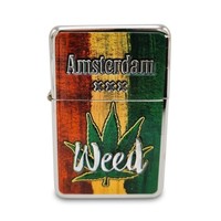 Typisch Hollands Benzinfeuerzeug - Amsterdam Rot-Gelb-Grün