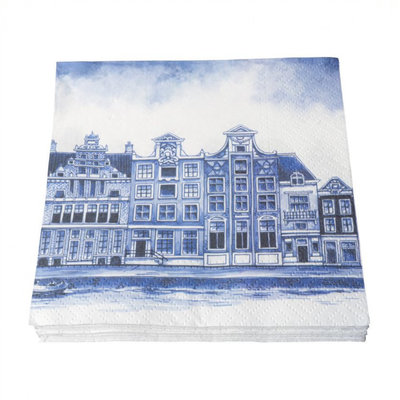 Typisch Hollands Napkins Delft blue canal houses