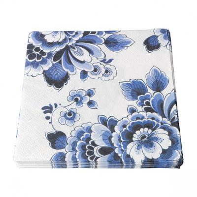 Typisch Hollands Delft blue napkins Large floral motif