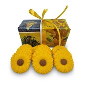 Typisch Hollands Schoko-Sonnenblumen in Van-Gogh-Verpackung