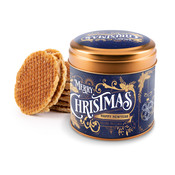 Typisch Hollands Stroopwafels in stilvoller Weihnachtsdose Blau