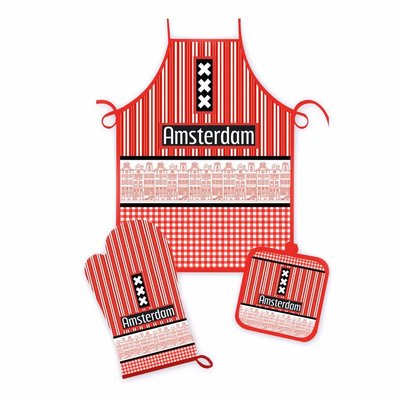 Typisch Hollands Kitchen set Amsterdam facades red/black