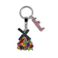 Typisch Hollands Keychain mill with tulips Holland