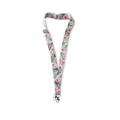 Typisch Hollands Keycord White - Pink Tulips and green leaves