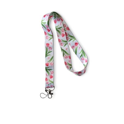 Typisch Hollands Keycord White - Pink Tulips and green leaves