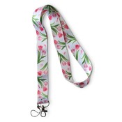 Typisch Hollands Keycord White - Pink Tulips and green leaves